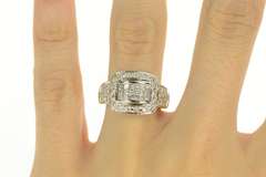 18K White Gold 0.89 Ctw Princess Diamond Squared Halo Ring