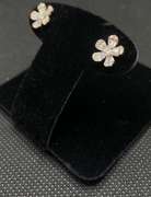 STUNNING ROSE GOLD DIAMOND FLOWER STUDS WITH BAGUETTES AND ROUND DIAMONDS