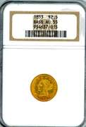 1853 $2½ Liberty Gold Piece in NGC AU55
