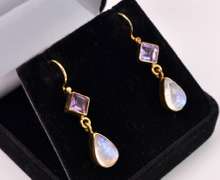 Gold Over Sterling Earrings With Gems