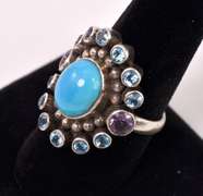Multi-gem Sterling Silver Ring