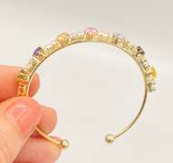 18kt Gold Plated Sterling Silver Gemstone Bangle Bracelet