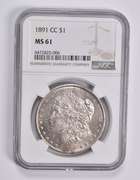 MS61 1891-CC Morgan Silver Dollar NGC