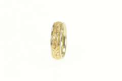 14K Yellow Gold Ornate Floral Pattern Two Tone Wedding Band Ring