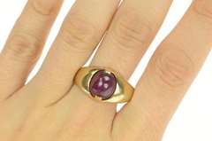 10K Yellow Gold 7.60 Ct Natural Ruby Cabochon 1960's Men's Ring