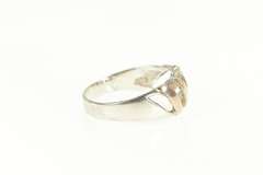 Sterling Silver Two Tone Wavy Striped Domed Band Ring