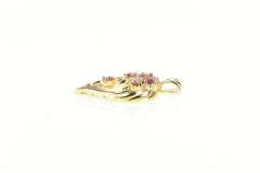 14K Yellow Gold Ruby Diamond Cluster Heart Love Symbol Pendant