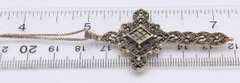 Vintage 925 Sterling Silver Marcasite Cross Pendant on Chain