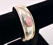 Red And White Gem Set In Sterling Bracelet