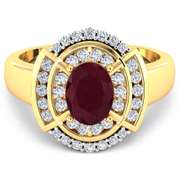 Men's 14 Kt Gold Ct Natural Ruby & Diamond Ring