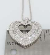 Elegant Diamond Heart Necklace with Baguette and Round Diamonds