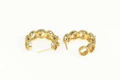 14K Yellow Gold 0.24 Ctw Diamond Circle Rope Pattern Hoop Earrings