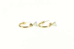 14K Yellow Gold Trillion Natural Opal Dangle Statement Hoop Earrings