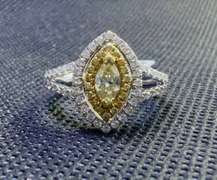 FANCY YELLOW .80 CT MARQUI DIAMOND ENGAGEMENT RING