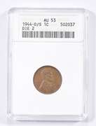 AU53 1944-D/S Lincoln Wheat Cent - Die 2 - Graded ANACS