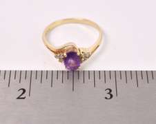 Beautiful Amethyst and Diamond Ring in 14K Yellow Gold