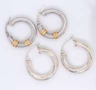 Group Lot of 2 Vintage 925 Sterling Silver Hoop Earrings