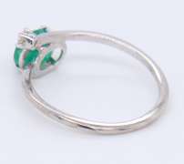 Favorite White Gold Oval Emerald and Diamond open Ring