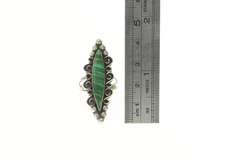 Sterling Silver Southwestern Malachite Marquise Swirl Ring