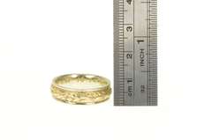 14K Yellow Gold Ornate Floral Pattern Two Tone Wedding Band Ring