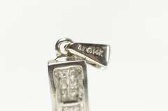 14K White Gold Princess Cut Diamond Invisible Set Bar Drop Pendant