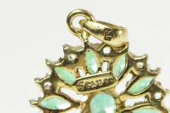 Sterling Silver Marquise Emerald White Sapphire Circle Pendant