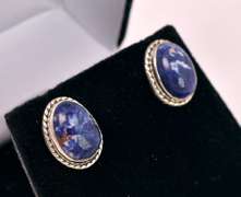 Interesting Stone Earrings in Sterling Silver