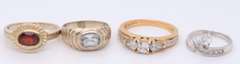 Group Lot of 5 Vintage 925 Sterling Silver Gemstone Rings