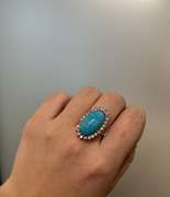 Vintage 14k White gold ring with Turquoise and Diamond