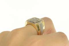 14K Yellow Gold 1.25 Ctw Men's Diamond Squared Halo Cluster Ring