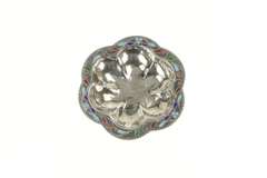 Sterling Silver Floral Paisley Scroll Enamel Catchall Trinket Bowl