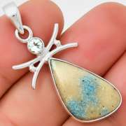 Stylish 23.45ct Cavansite and Topaz pendant