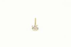 14K Yellow Gold Round Single Solitaire Cubic Zirconia Stud Earring