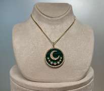 Gold Celestial charm with Diamonds And Malachite