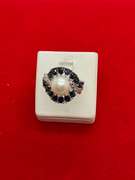14k white gold diamond pearl and sapphire ring