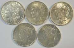 Flashy AU 1921, 1922, 1923, 1924, & 1925 Silver Dollars