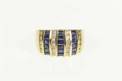 14K Yellow Gold 2.76 Ctw Princess Sapphire Diamond Band Ring