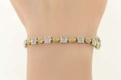 14K Yellow Gold 1.00 Ctw Diamond Two Tone Geometric Tennis Bracelet