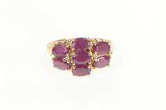 14K Rose Gold 4.06 Ctw Oval Ruby Diamond Cluster Statement Ring