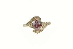 Sterling Silver Oval Syn. Alexandrite Diamond Bypass Ring