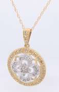 Charming Yellow Gold approximate 0.48ctw Flower Diamond Pendant on Chain