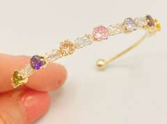 18kt Gold Plated Sterling Silver Gemstone Bangle Bracelet