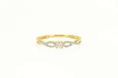 14K Yellow Gold Diamond Twist Pattern Promise Engagement Ring