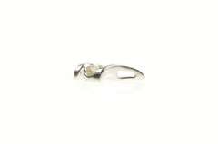 14K White Gold Diamond Solitaire Swirl Twist Simple Pendant