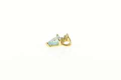 14K Yellow Gold Heart Blue Topaz Diamond Cluster Love Pendant