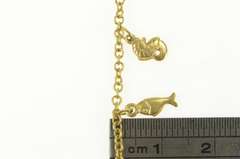 14K Yellow Gold Sea Shell Fish Ocean Motif Chain Anklet Bracelet