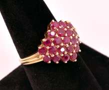 Beautiful Ruby Cluster Ring in 14K Yellow Gold