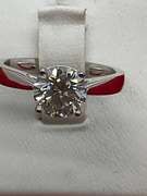 CERTIFIED 14K WHITE GOLD DIAMOND SOLITAIRE  RING WITH 1.60 CARAT LAB GROWN DIAMOND
