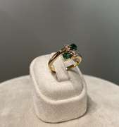 14kt Solid Yellow Gold, Emerald, and Diamond Ring
