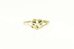 10K Yellow Gold Heart Ridged Pleated Love Symbol Ring